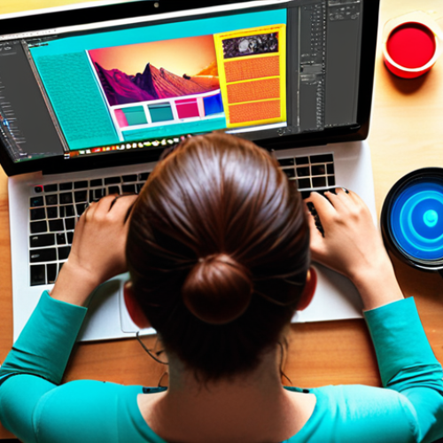 Home 4 **
* A graphic designer passionately working at a vibrant desk, surrounded by digital tools (Photoshop, Illustrator). Bright, creative workspace.
**