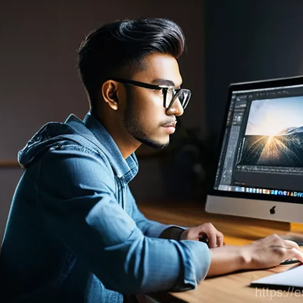 컴퓨터그래픽스운용기능사 필기시험 난이도 리뷰 - **Prompt:** A young, determined graphic designer, wearing smart casual attire, intensely focused on ...