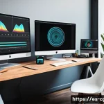 Home 21 컴퓨터그래픽스운용기능사와 디지털 아트의 접점 - A modern digital artist workspace scene showcasing a young Hispanic designer wearing smart casual cl...