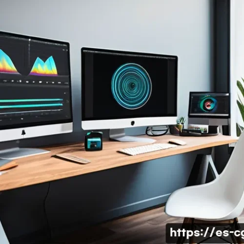 Home 33 컴퓨터그래픽스운용기능사와 디지털 아트의 접점 - A modern digital artist workspace scene showcasing a young Hispanic designer wearing smart casual cl...
