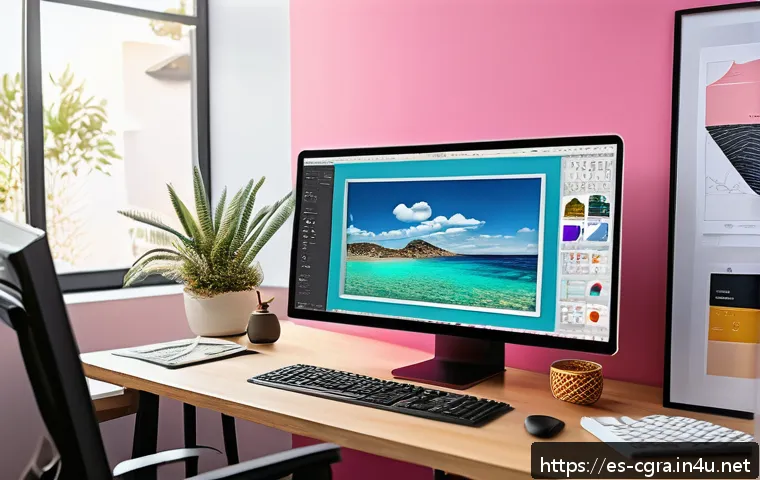 컴퓨터그래픽스운용기능사 실기 과목별 준비법 - A professional digital artist’s workspace focused on mastering graphic design software, showing a mo...