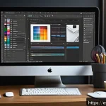 Home 23 컴퓨터그래픽스운용기능사 실기 시험 체크리스트 - A professional graphic designer’s digital workspace featuring a modern computer screen displaying Ad...