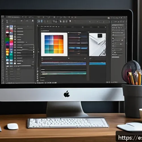 Home 17 컴퓨터그래픽스운용기능사 실기 시험 체크리스트 - A professional graphic designer’s digital workspace featuring a modern computer screen displaying Ad...